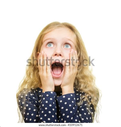 Young Pretty Blonde Girl Screams Shocked Stock Photo 410912671