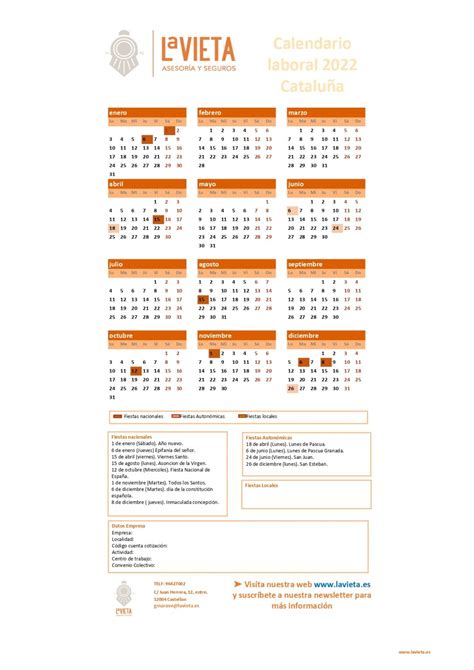 Calendario Laboral De CataluÑa 2022 En Pdf Para Imprimir