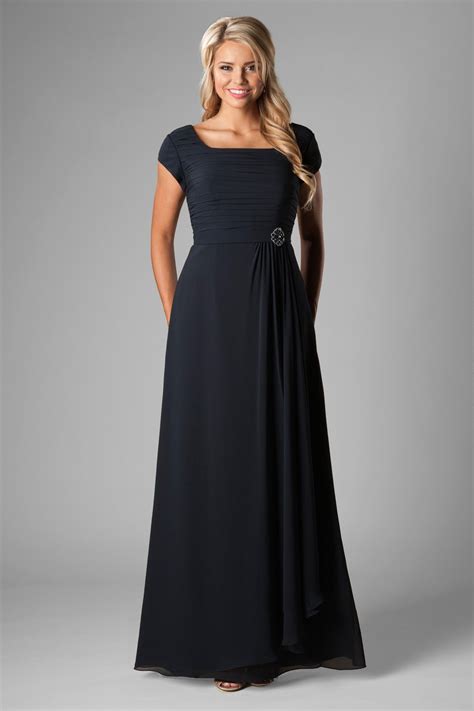 Modest Bridesmaids Dress With Ruching Style Dawn Is Part Of The Latterdaybride Collection A