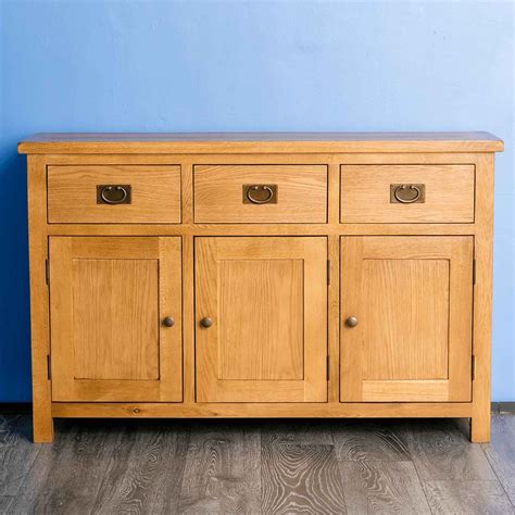 Surrey Oak Large Sideboard Cabinet With 3 Doors And 3 Drawer Traditional
