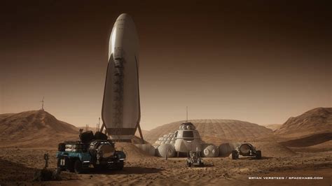 Spacex Spaceship At Mars Base By Bryan Versteeg Human Mars