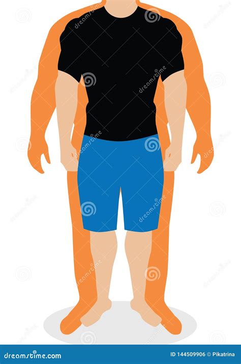 Body Mass Index Illustration Man Silhouettes Male Body With Different Weight Stock Vector