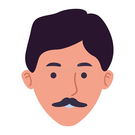 Adult Man With Mustache Smiling Cartoon Stock Vector Illustration Of
