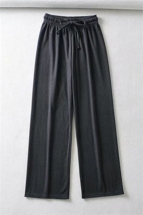 Knotted Front Wide Leg Corduroy Trousers