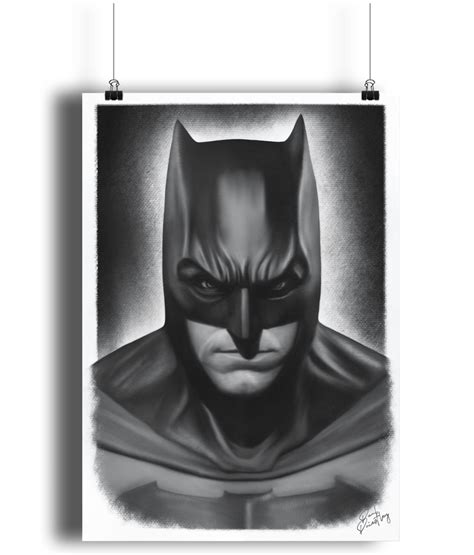 Batman Art Print A4 Hand Drawn Batman Portrait Print Etsy