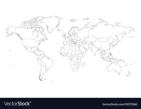 Blank Outline Map Of World Worksheet For Vector Image