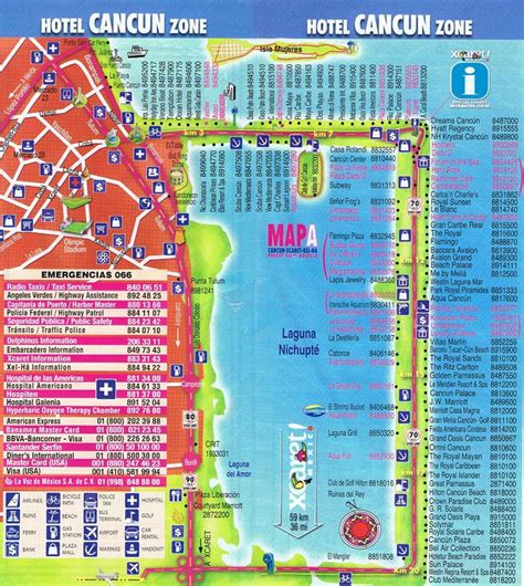 Cancún hotels and sightseeings map. Travel Info: Cancun, Mexico