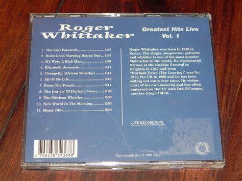 Musik Cd Roger Whittaker Greatest Hits Live Vol 1 Elap 50170062