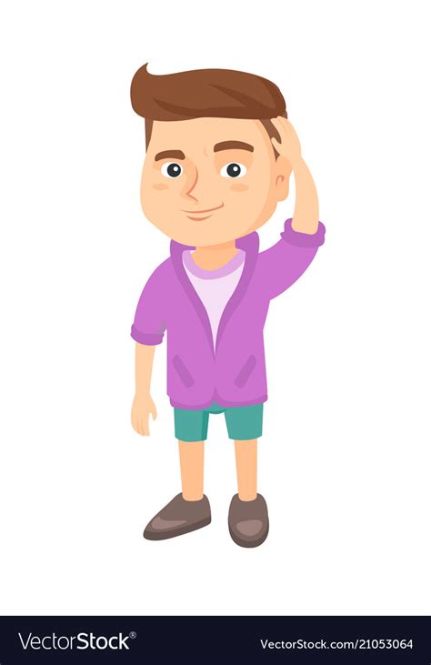 Confused Caucasian Boy Scratching Head Royalty Free Vector