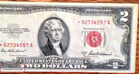 Series United States Note Two Dollar Bill Red Seal