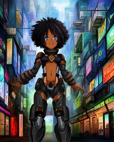 African American Anime Character In A Dystopian C Starryai