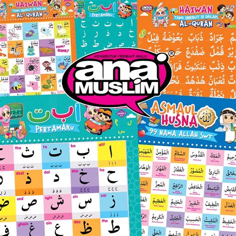 Buy Poster Belajar Alif Ba Ta Asmaul Husna Ana Muslim Haiwan Membaca