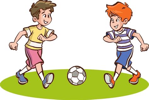 Premium Vector Kids Playing Soccer Cartoon Vector