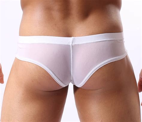 New Mens Sexy See Through Mesh Mini Boxer Briefs Underwear Bulge Bikini Boxers 6 Colors 3 Size