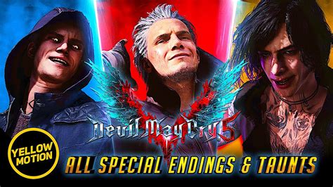 Devil May Cry 5 Bloody Palace All Special Win Endings Taunts Of