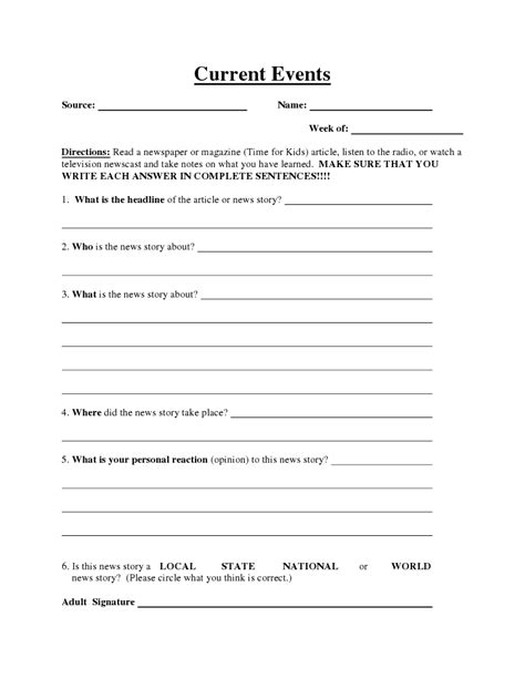 Fresh Current Events Worksheet Middle School Educational