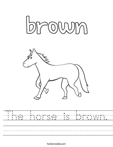 The Horse Is Brown Worksheet Twisty Noodle