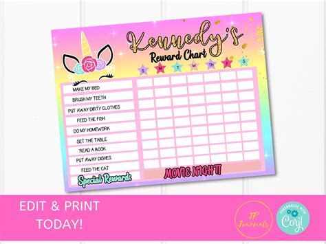 This Adorable Printable Reward And Chore Chart Is Perfect For Any Girl