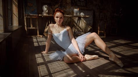 Georgy Chernyadyev Women Model Ballerina On The Floor Redhead