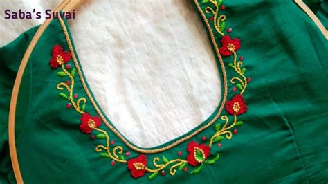Super Simple Hand Embroidery Design For Stitched Blouses Sabas Suvai