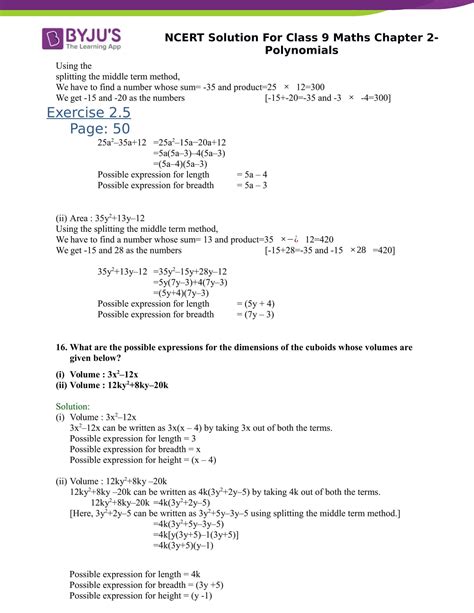 Ncert Solutions Class 9 Maths Chapter 2 Polynomial Download Now