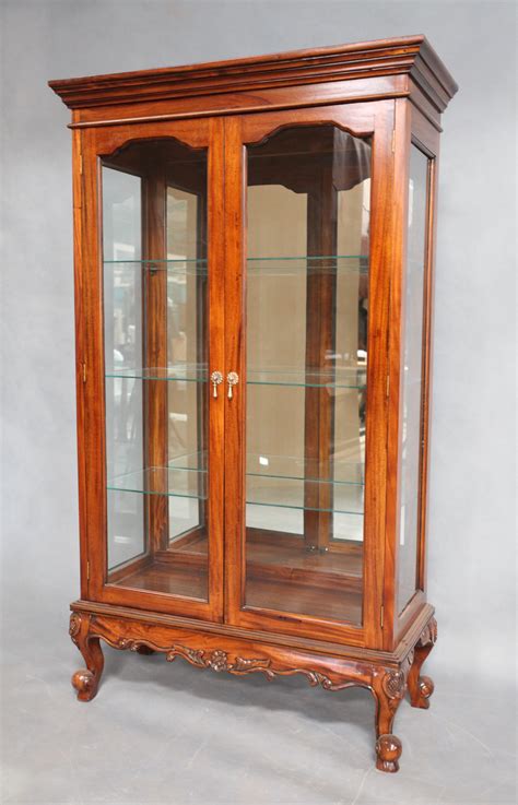 Solid Mahogany Wood Single Door Glass Display Cabinet Turendav