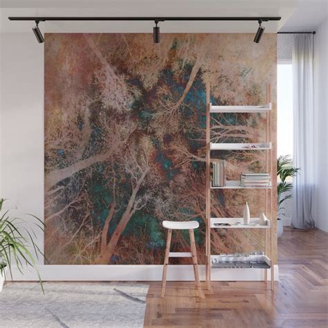 Rose Gold Starry Sky In The Forest Wall Mural By Marianna Mills Society6