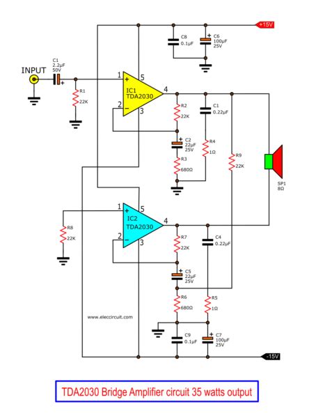 The tda2040 is a monolithic integrated circuit in… read more » TDA2030 bridge amplifier circuit diagram with PCB, 35W RMS - ElecCircuit