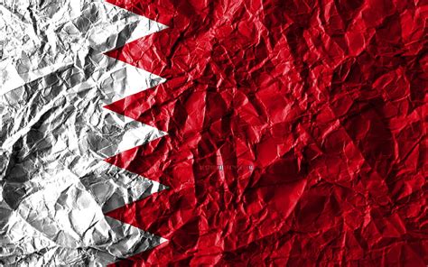 Bahrain Flag Crumpled Paper Asian Countries Creative Flag Of Bahrain