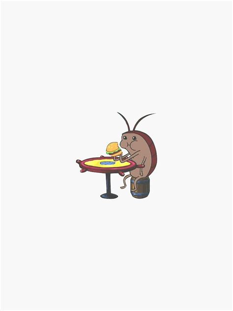 Cockroach Eating Krabby Patty Sticker By Jorgebrandom Cartoon