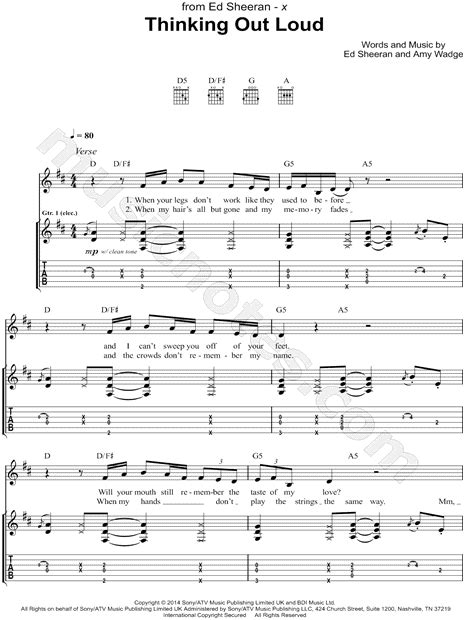 Thinking Out Loud Guitar Chords Easy - Sheet and Chords Collection