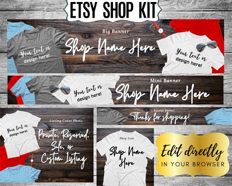 Shirt Store Etsy Shop Banner Set W Big Mini And Receipt Etsy Uk