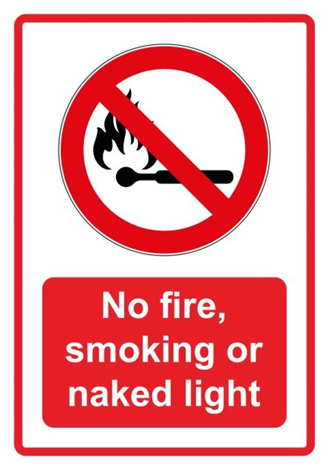 Verbotszeichen Piktogramm Text Englisch No Fire Smoking Or Naked My
