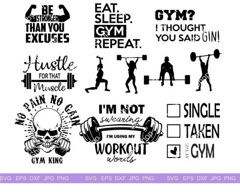Workout Bundle Svg Workout Quotes Svg Motivational Gym Etsy
