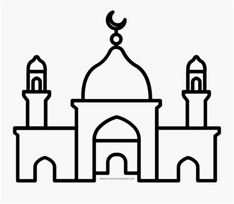 Mosque Coloring Page - Drawing Mosque , Free Transparent Clipart