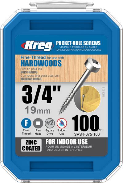 Kreg Zinc Pocket Hole Screws 1 14 6 Fine Pan Head 500 Count Sps