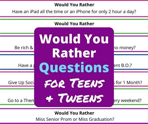Best Would You Rather Questions For Teens And Tweens Pdf Happy Mom Hacks
