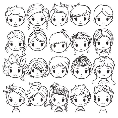 The Vector Illustration Of Kids Hair Outline Sketch Drawing Hair Ideas