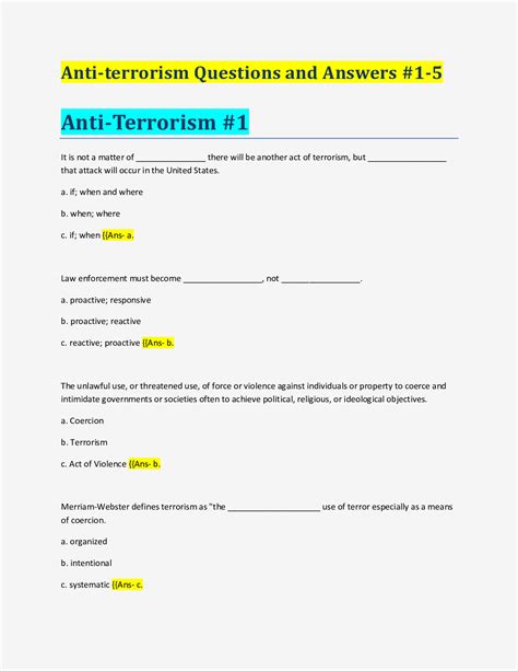 At L1 Testlevel 1 Anti Terrorism Awareness Training Jko Verified