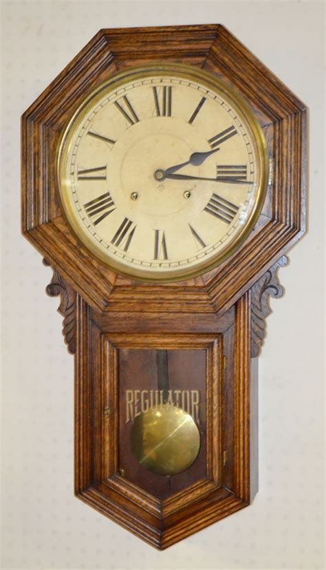 Sold Price Antique Ansonia Long Drop Schoolhouse Wall Clock T And S Signed Dial Has Pendulum
