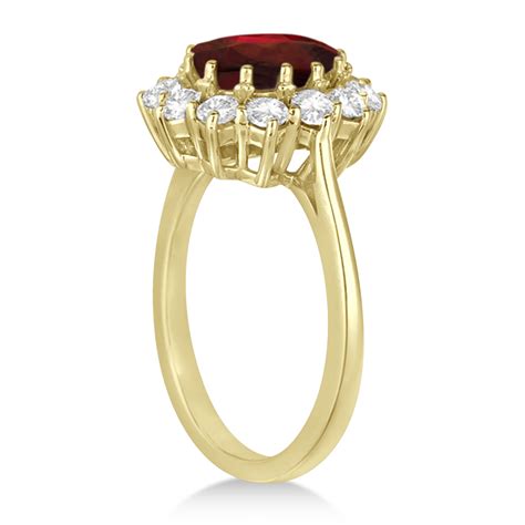 Oval Garnet And Diamond Ring 14k Yellow Gold 360ctw In518