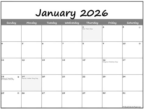 January 2026 Lunar Calendar Moon Phase Calendar