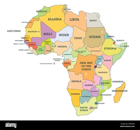 Mapa Político De África Ilustración Vectorial Mapa Con El Nombre De Los Países Aislados En