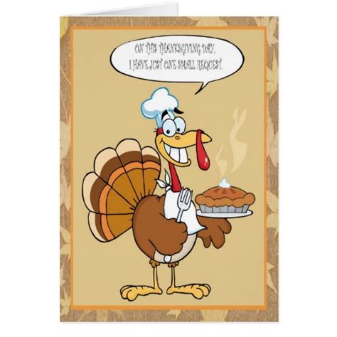 funny turkey happy thanksgiving serving pie card zazzle