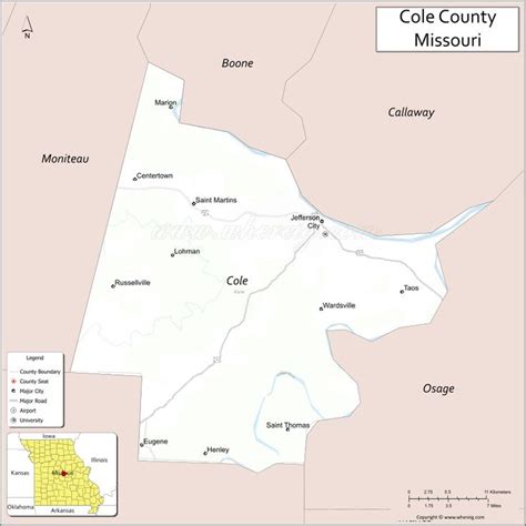 A Map Showing The Location Of Cole County