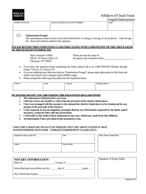 Fill out, securely sign, print or email your wells fargo starter kit checks form instantly with signnow. Wells Fargo Affidavit of Check Fraud Forged Endorsement ...