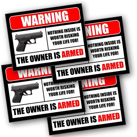 Buy 2nd Amendment Hand Pistol Owners Warning Security Sticker Decal