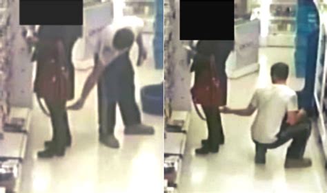 CCTV Footage Shows Pervert Getting Caught Sticking Mobile Up Girl S Skirt To Take Pictures
