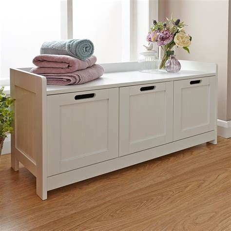 Do you think bathroom bench seat storage appears to be like nice? Colonial Storage Bench White 3 Drawer | Wooden storage ...