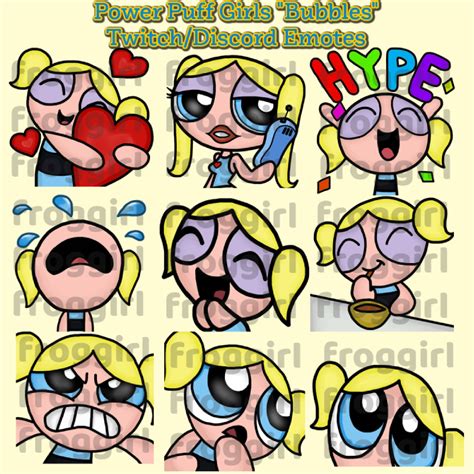 Cute Bubbles Powerpuff Girls Emote Pack 9 Twitch Discord Emotes Etsy